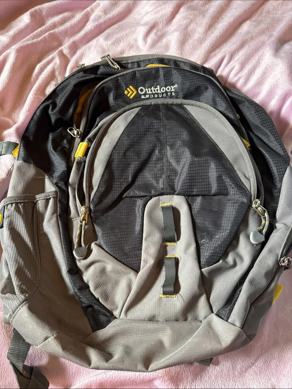 Men's Black & Gray Backpack with Yellow Accents